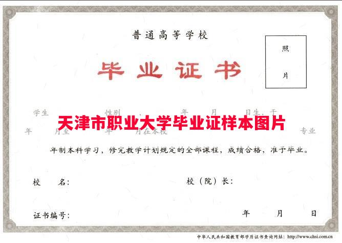 天津市职业大学毕业证样本图片