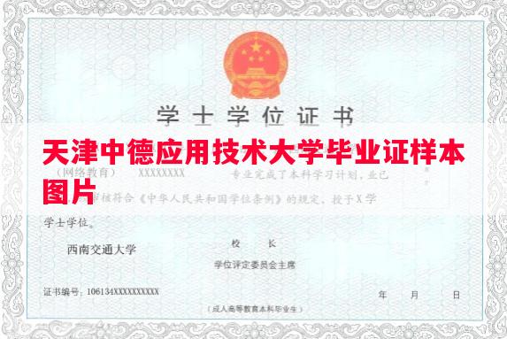 天津中德应用技术大学毕业证样本图片