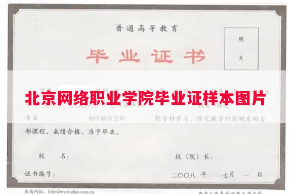 北京网络职业学院毕业证样本图片