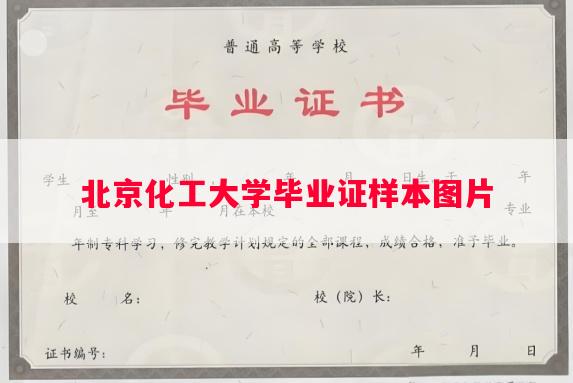 北京化工大学毕业证样本图片