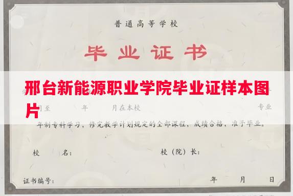 邢台新能源职业学院毕业证样本图片