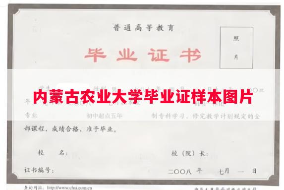 内蒙古农业大学毕业证样本图片