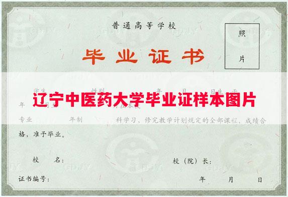 辽宁中医药大学毕业证样本图片