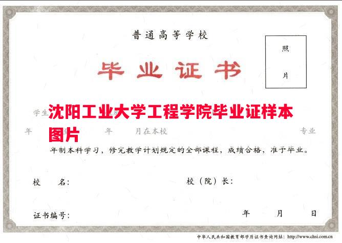 沈阳工业大学工程学院毕业证样本图片