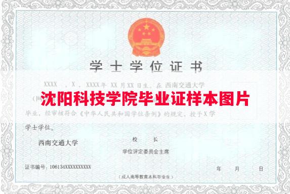 沈阳科技学院毕业证样本图片