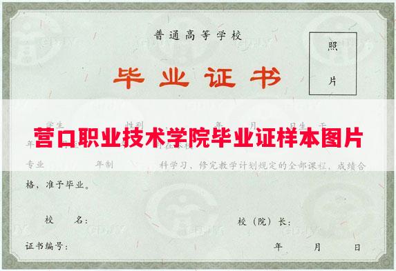 营口职业技术学院毕业证样本图片