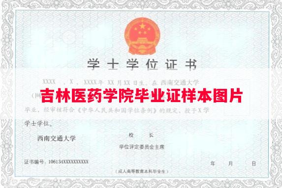 吉林医药学院毕业证样本图片