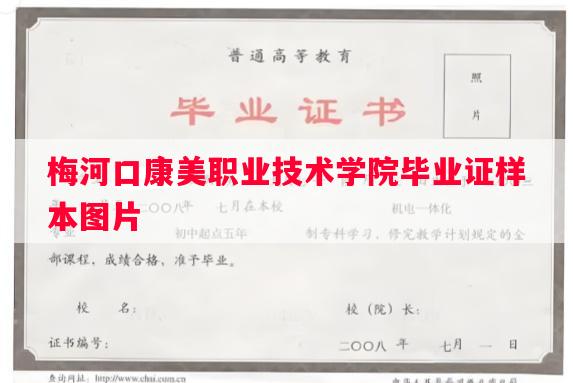 梅河口康美职业技术学院毕业证样本图片