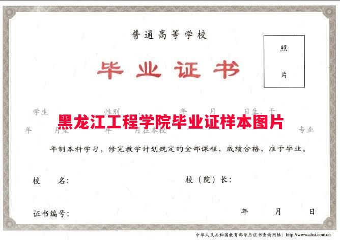 黑龙江工程学院毕业证样本图片