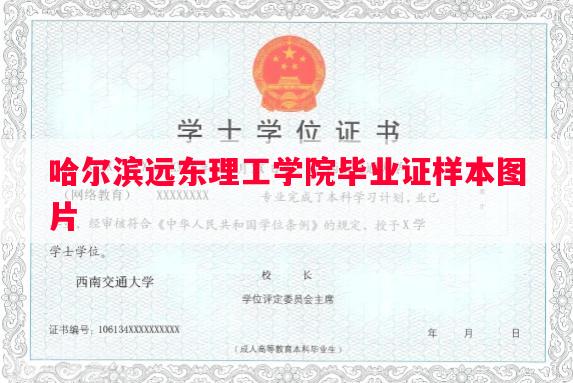 哈尔滨远东理工学院毕业证样本图片