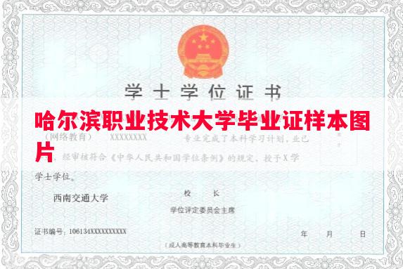 哈尔滨职业技术大学毕业证样本图片