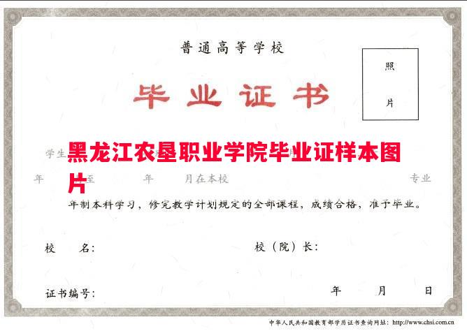 黑龙江农垦职业学院毕业证样本图片