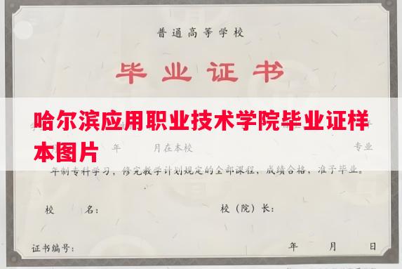 哈尔滨应用职业技术学院毕业证样本图片