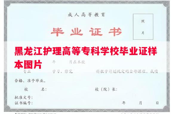 黑龙江护理高等专科学校毕业证样本图片