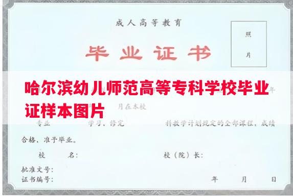 哈尔滨幼儿师范高等专科学校毕业证样本图片