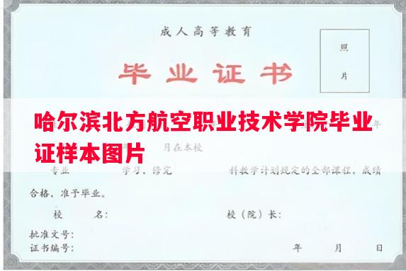 哈尔滨北方航空职业技术学院毕业证样本图片