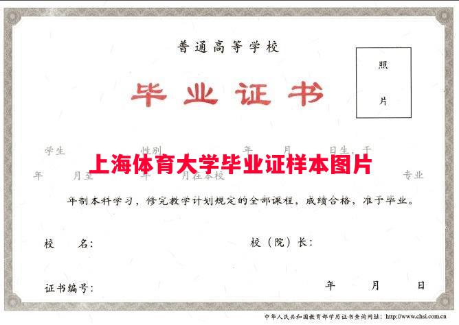 上海体育大学毕业证样本图片
