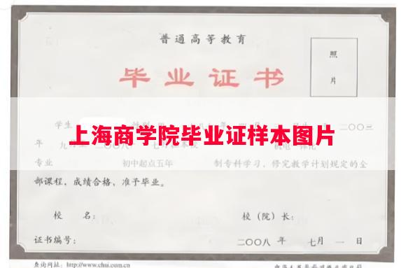 上海商学院毕业证样本图片