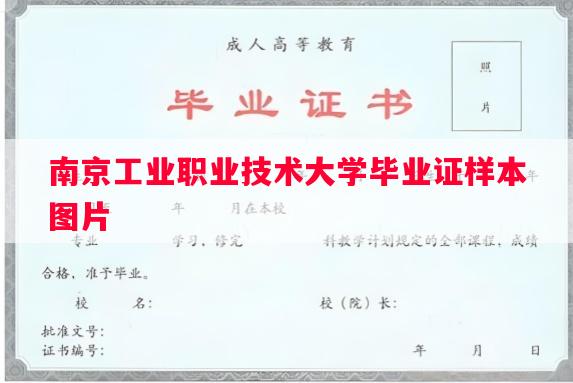 南京工业职业技术大学毕业证样本图片
