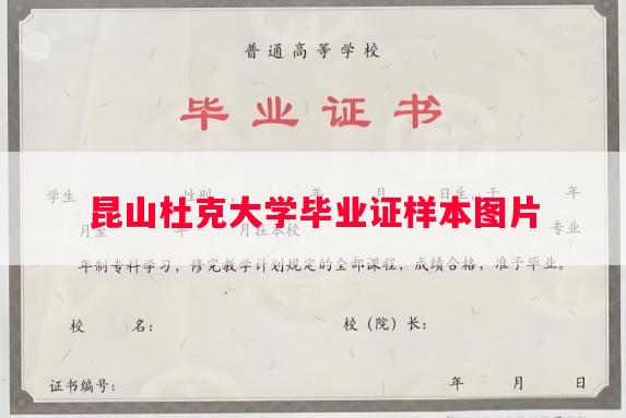 昆山杜克大学毕业证样本图片