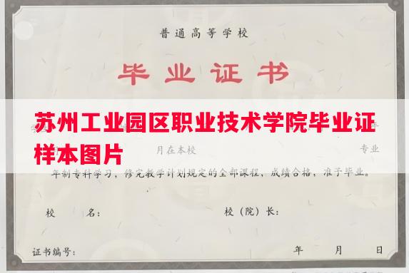 苏州工业园区职业技术学院毕业证样本图片