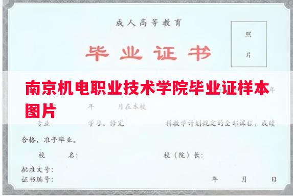 南京机电职业技术学院毕业证样本图片