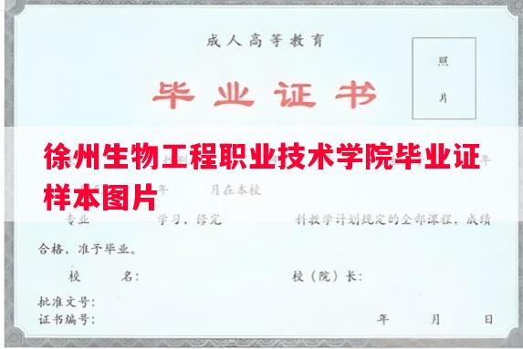 徐州生物工程职业技术学院毕业证样本图片