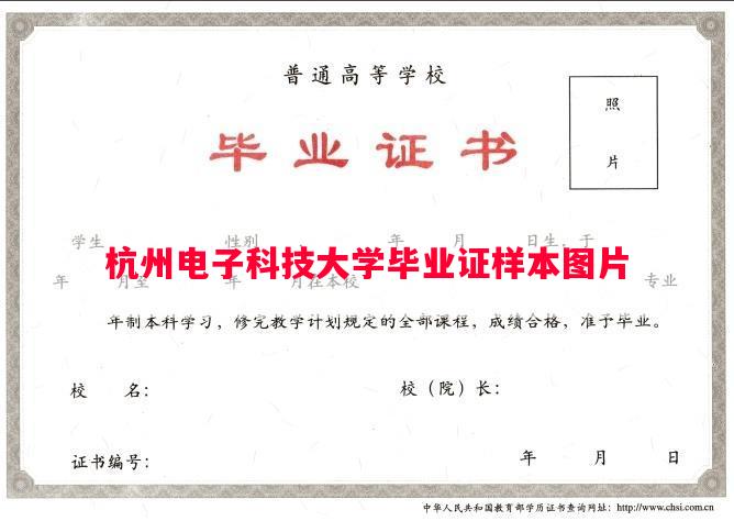 杭州电子科技大学毕业证样本图片