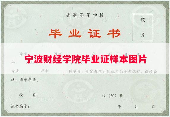 宁波财经学院毕业证样本图片