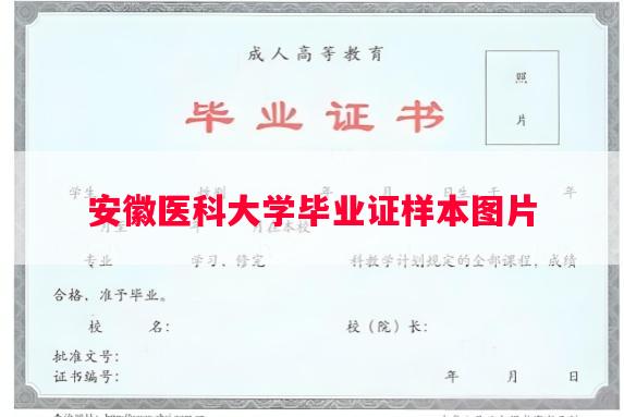 安徽医科大学毕业证样本图片