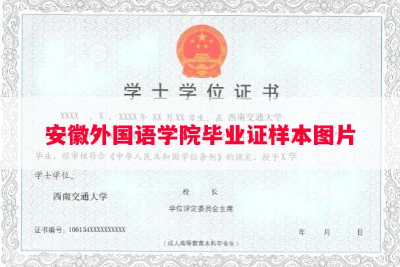 安徽外国语学院毕业证样本图片