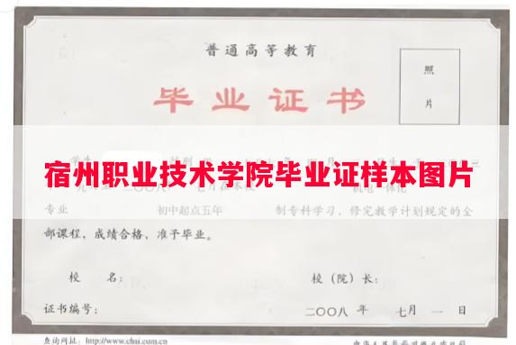 宿州职业技术学院毕业证样本图片