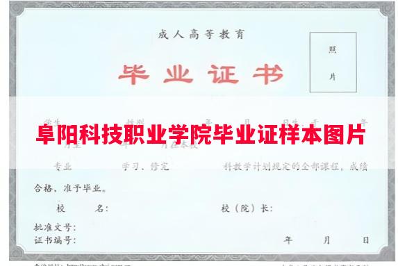 阜阳科技职业学院毕业证样本图片