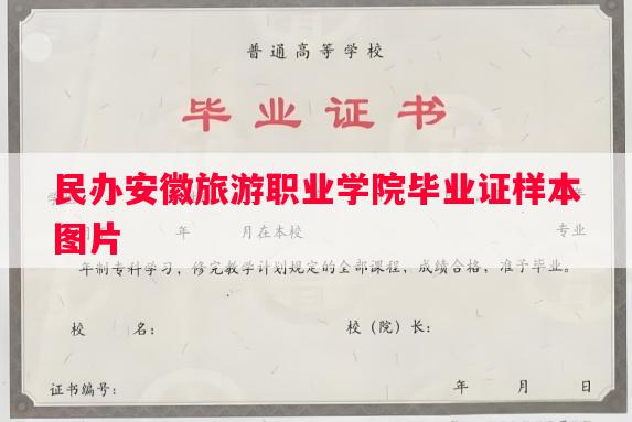 民办安徽旅游职业学院毕业证样本图片