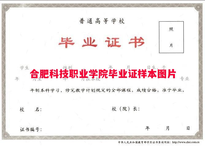 合肥科技职业学院毕业证样本图片