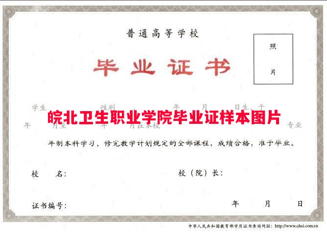 皖北卫生职业学院毕业证样本图片