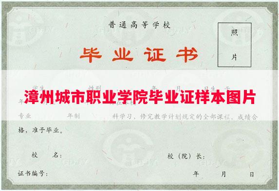 漳州城市职业学院毕业证样本图片