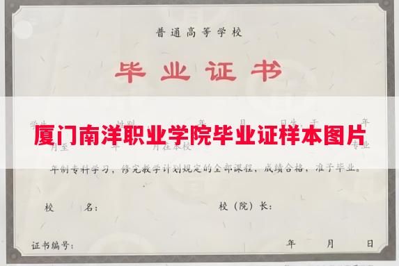 厦门南洋职业学院毕业证样本图片
