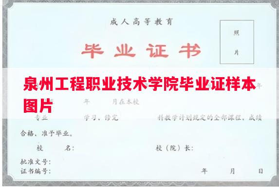 泉州工程职业技术学院毕业证样本图片