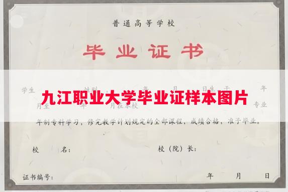 九江职业大学毕业证样本图片