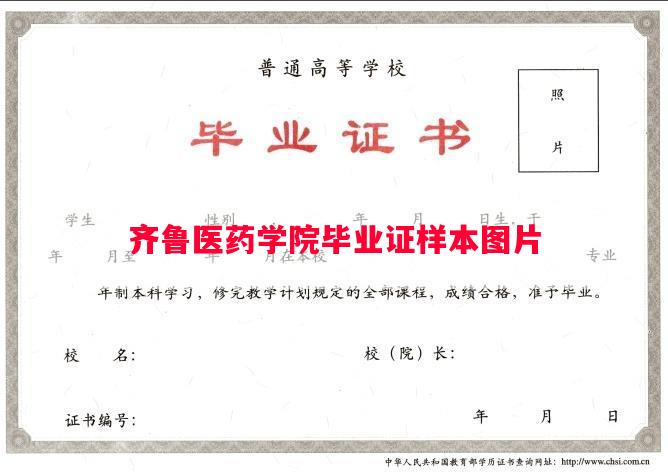 齐鲁医药学院毕业证样本图片