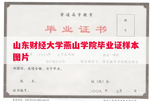 山东财经大学燕山学院毕业证样本图片