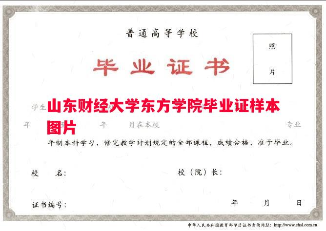 山东财经大学东方学院毕业证样本图片