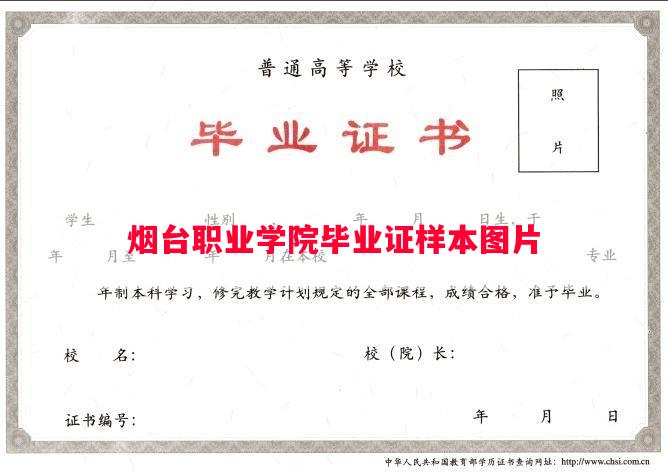烟台职业学院毕业证样本图片