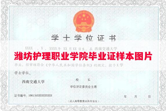 潍坊护理职业学院毕业证样本图片