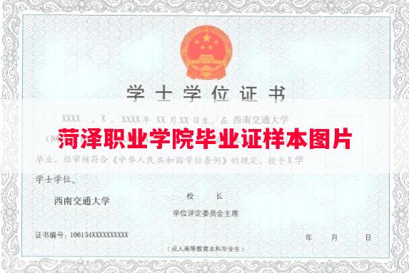 菏泽职业学院毕业证样本图片