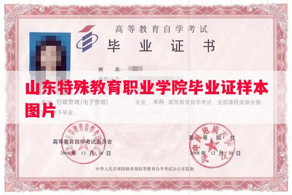 山东特殊教育职业学院毕业证样本图片