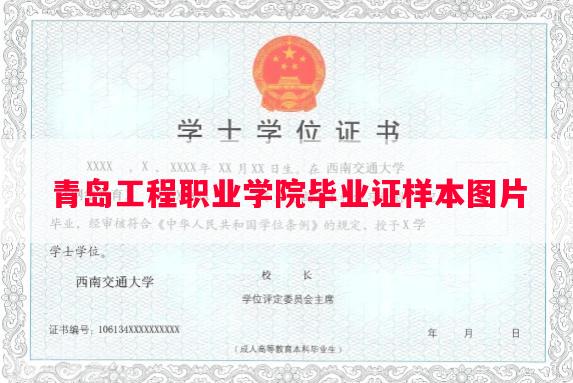 青岛工程职业学院毕业证样本图片