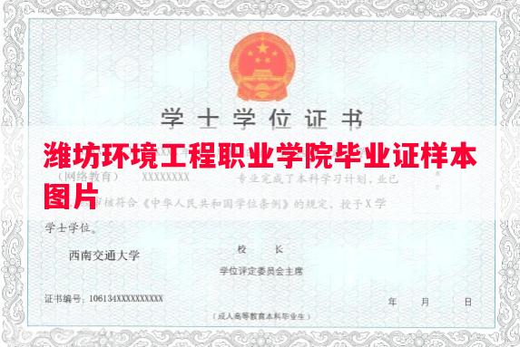 潍坊环境工程职业学院毕业证样本图片