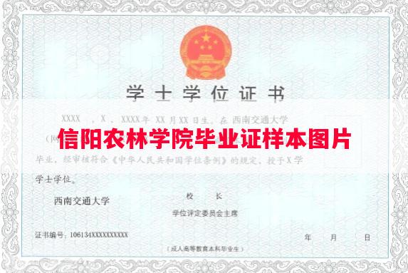 信阳农林学院毕业证样本图片